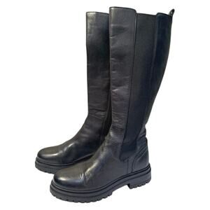 Miz Mooz Boots Size 39 Loren Black Leather Knee High Chunky Sole Chelsea